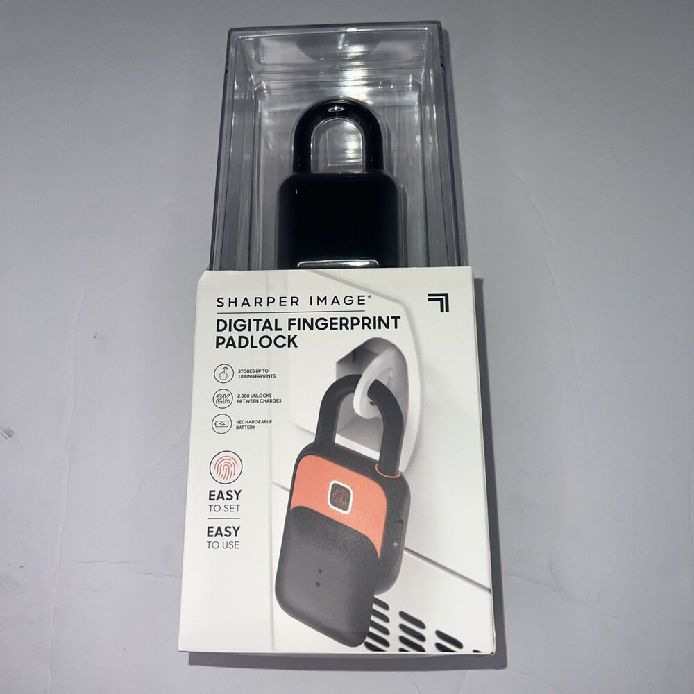 Sharper Image Digital Fingerprint Padlock Biometric Keyless Code-Free Smart Lock